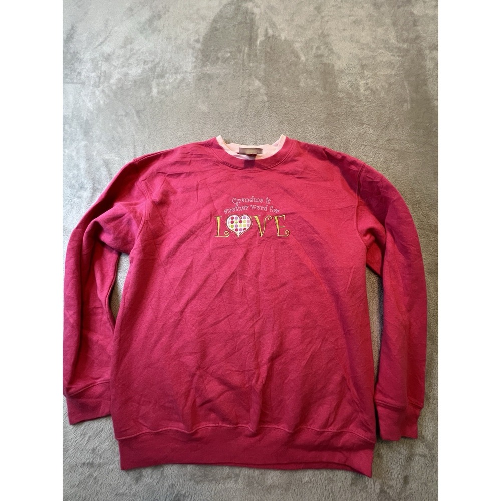 M&C Sportswear Sweatshirt Womens L Pink Grandma Love Embroidered Heart